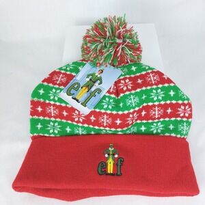 Elf The Movie‎ Red Pom Buddy Beanie Winter Christmas Knit Hat Toboggan Unisex